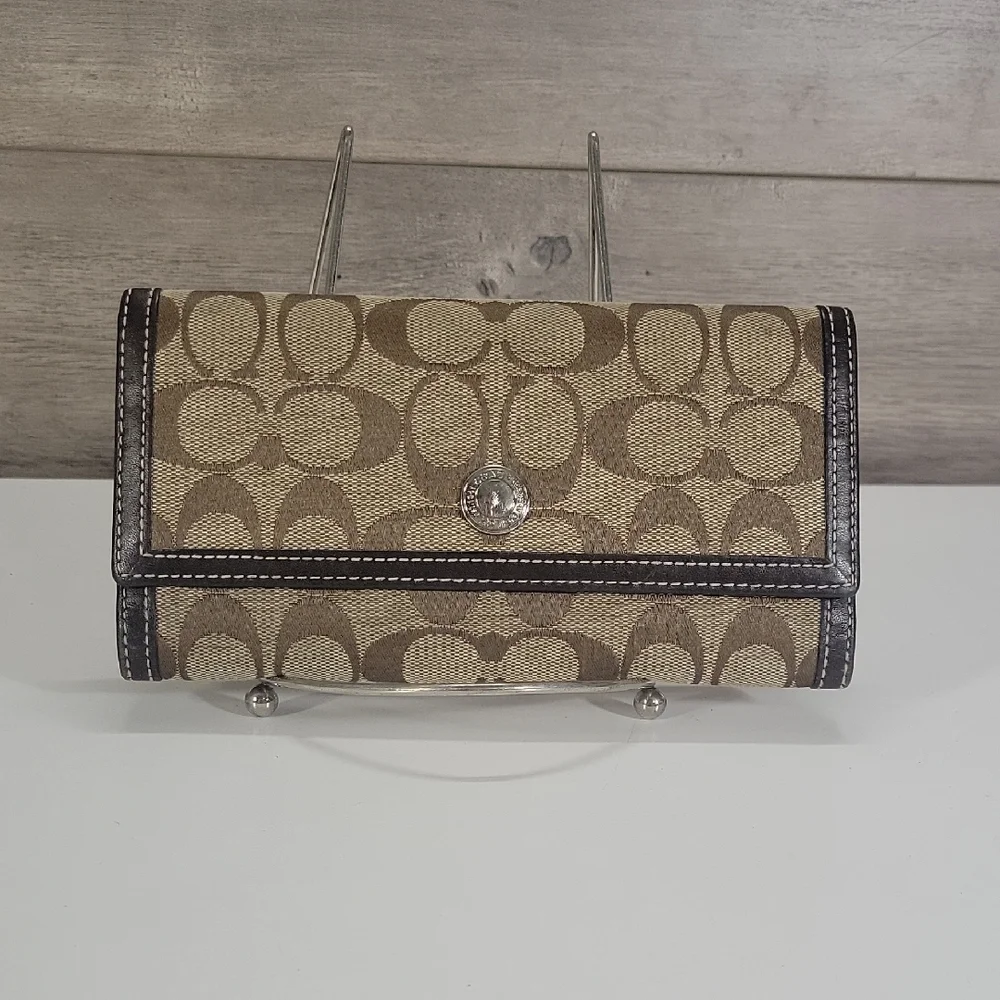 Coach Brown Signature Canvas/Leather Wallet